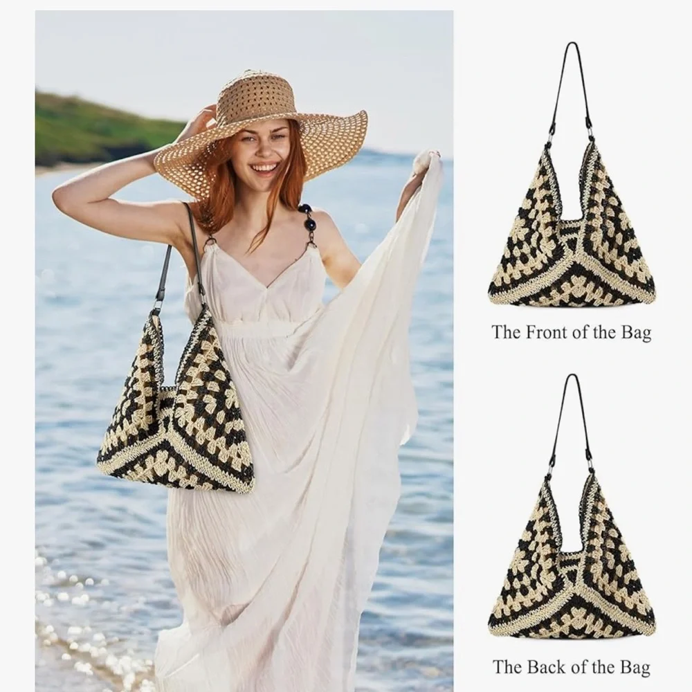 🆕 Beach Tote bag Summer Beach Bag for Women Aesthetic Mesh Tote Bag